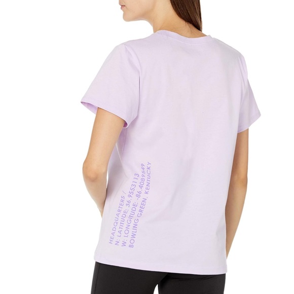 NWOT Spalding Women's Activewear Cotton Tee Script Print Lilac Purple T-Shirt XS - Picture 2 of 4